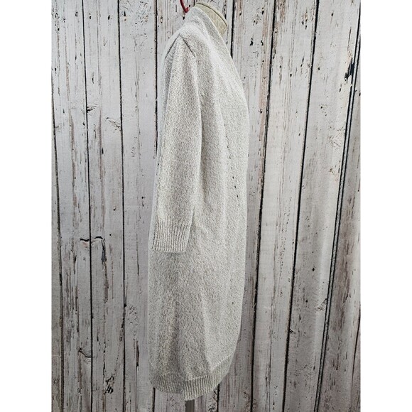 LM Women's M Magaschoni Knit Duster Length Button Front Cardigan Sweater Sparkly - Picture 5 of 10